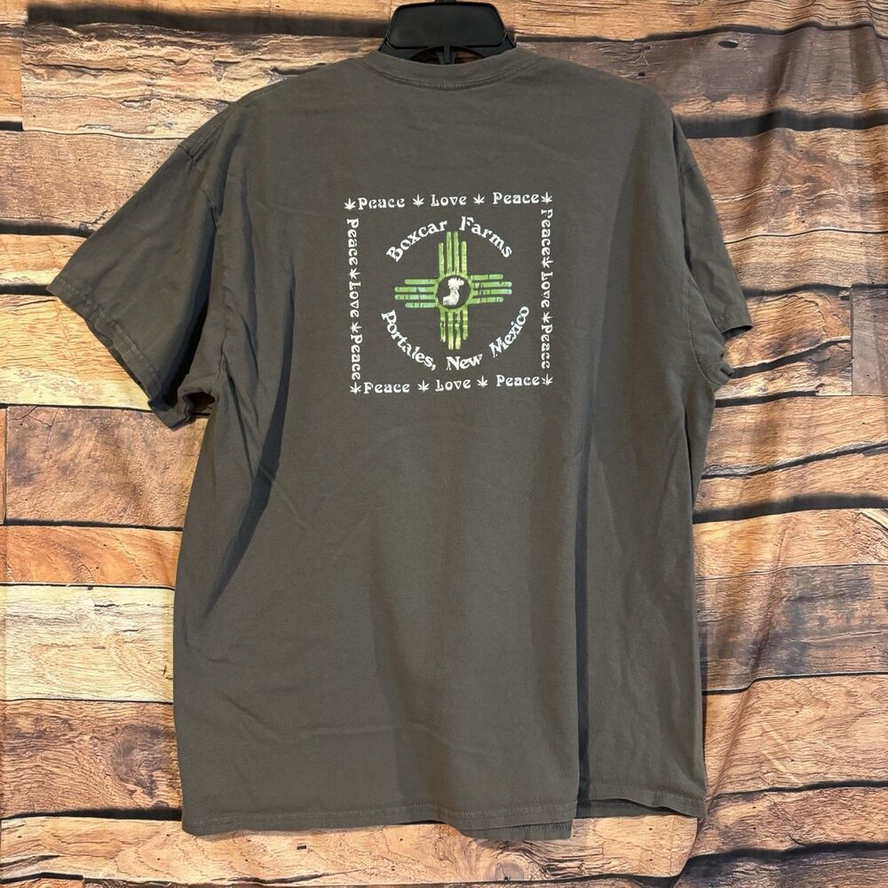 Boxcar Farms Portales New Mexico Zia Large T-Shirt Peace Love Peace Gray NM Tee